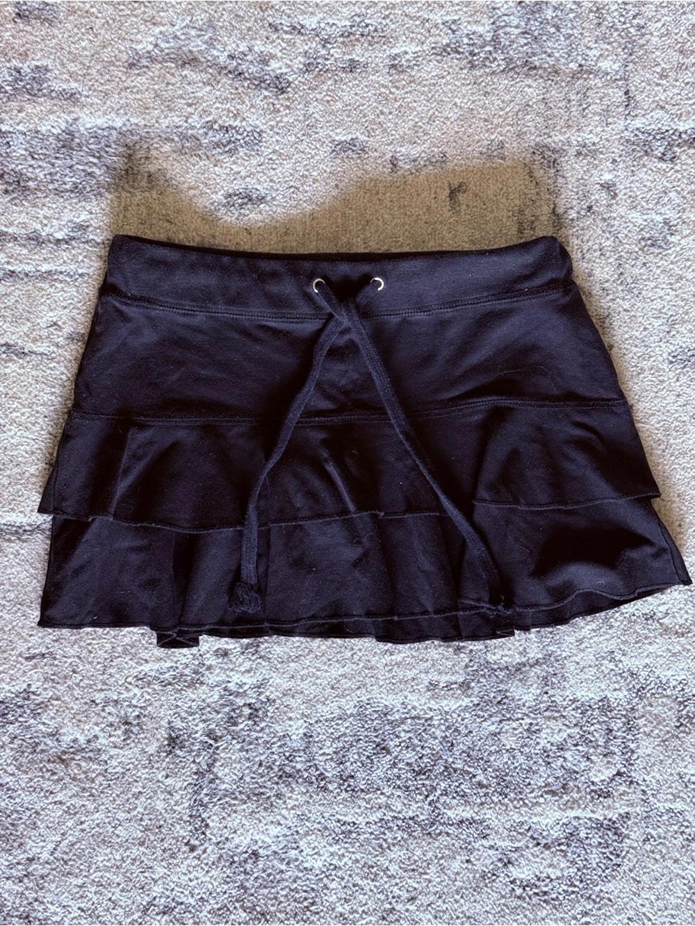 Papaya Black Tiered Drawstring Mini Skirt